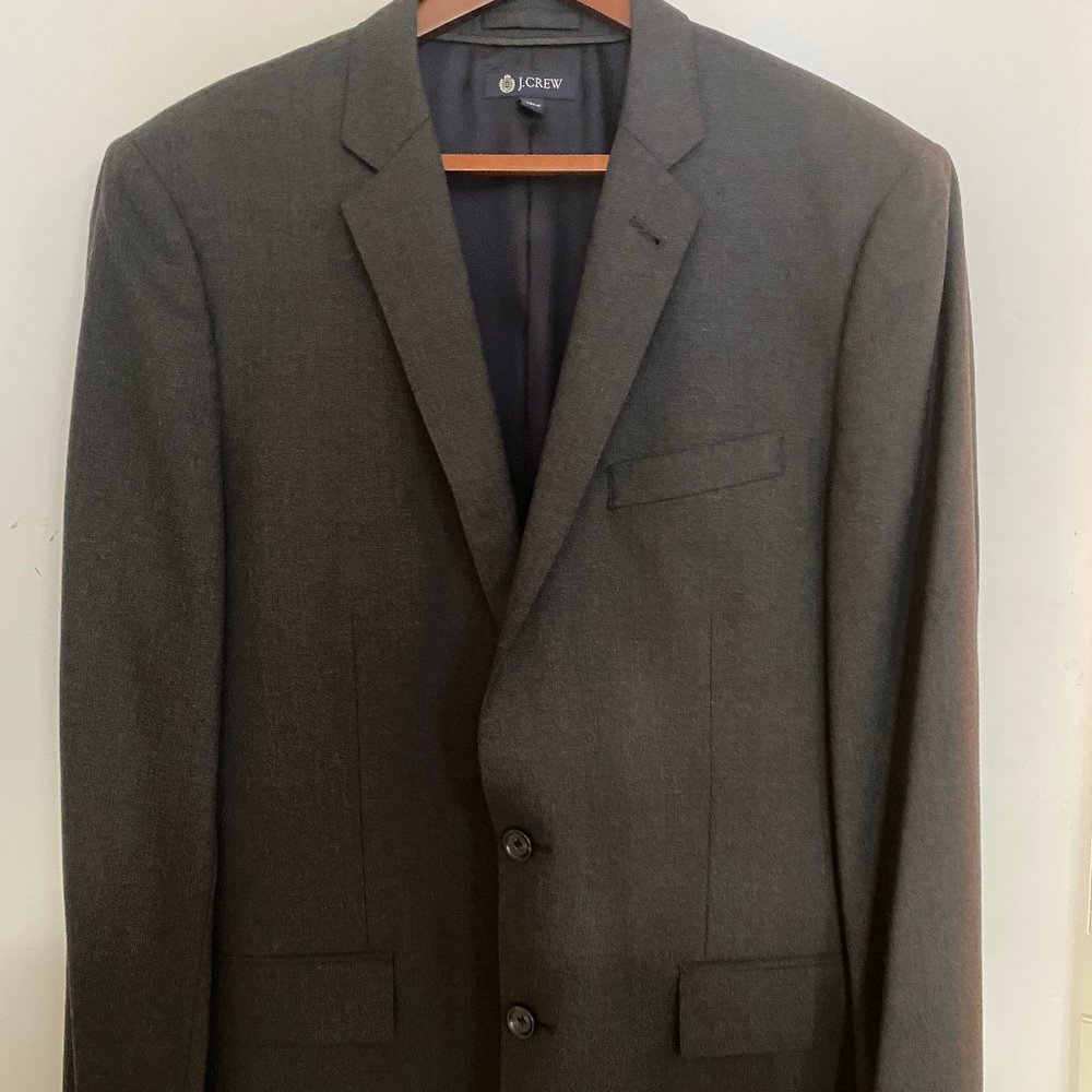 J. Crew Ludlow Suit Jacket Blazer Loro Piana Italian Wool Charcoal 42R NICE!